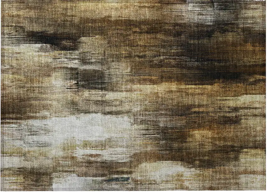 Chocolate Abstract Washable Non Skid Indoor Outdoor Area Rug Photo 4