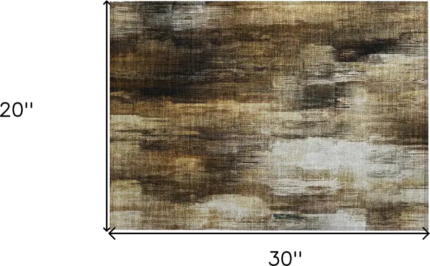 Chocolate Abstract Washable Non Skid Indoor Outdoor Area Rug Photo 3