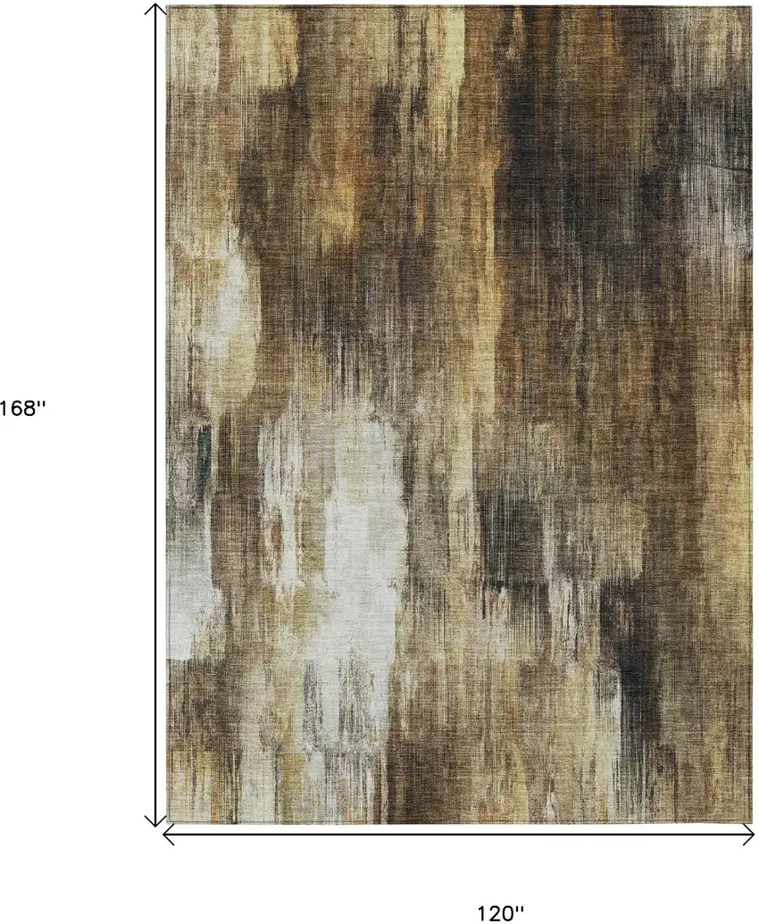 Chocolate Abstract Washable Non Skid Indoor Outdoor Area Rug Photo 3
