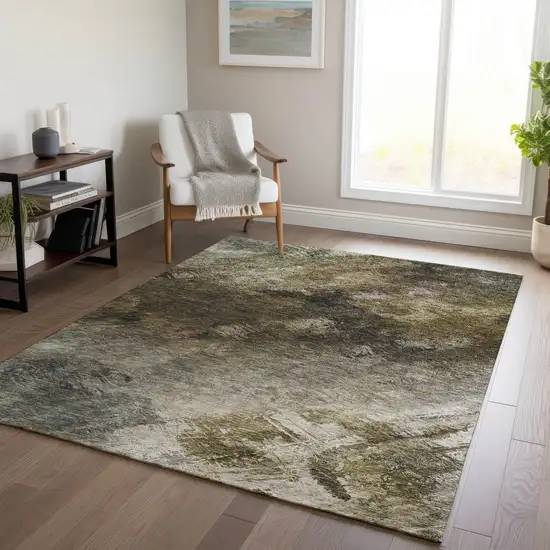 Chocolate And Beige Abstract Washable Indoor Outdoor Area Rug Photo 8