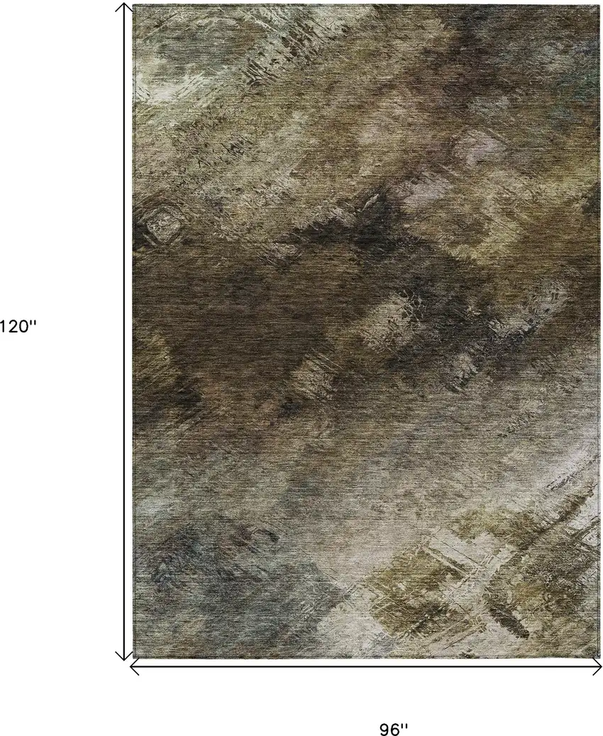 Chocolate Abstract Washable Non Skid Indoor Outdoor Area Rug Photo 3