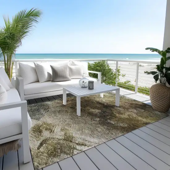 Chocolate And Beige Abstract Washable Indoor Outdoor Area Rug Photo 8