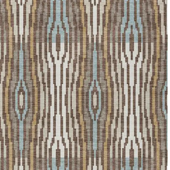 Chocolate And Aqua Abstract Washable Indoor Outdoor Area Rug Photo 5