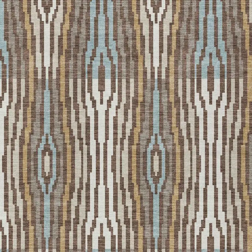 Chocolate And Aqua Abstract Washable Indoor Outdoor Area Rug Photo 3