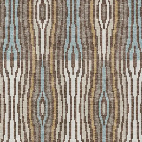 Chocolate And Aqua Abstract Washable Indoor Outdoor Area Rug Photo 5