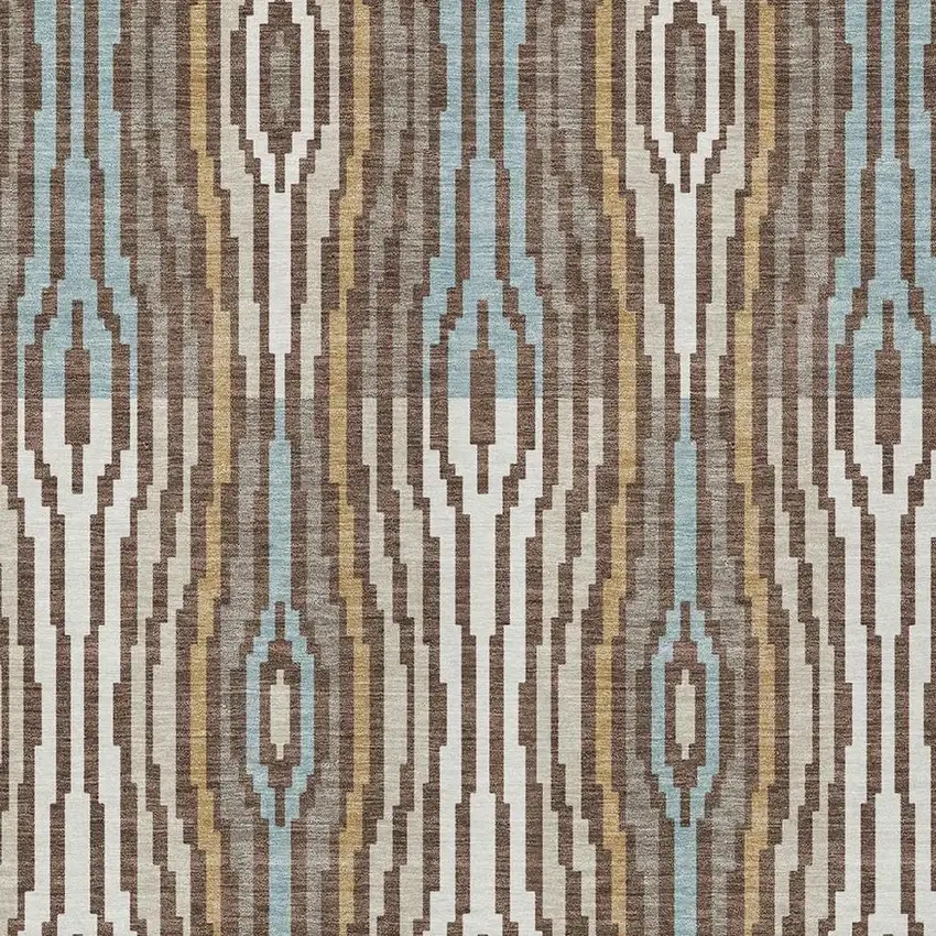Chocolate And Aqua Abstract Washable Indoor Outdoor Area Rug Photo 5