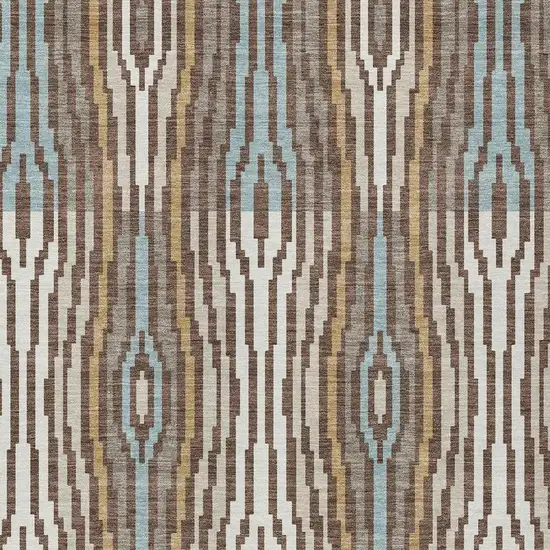 Chocolate And Aqua Abstract Washable Indoor Outdoor Area Rug Photo 3