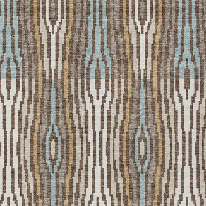 Chocolate And Aqua Abstract Washable Indoor Outdoor Area Rug Photo 3