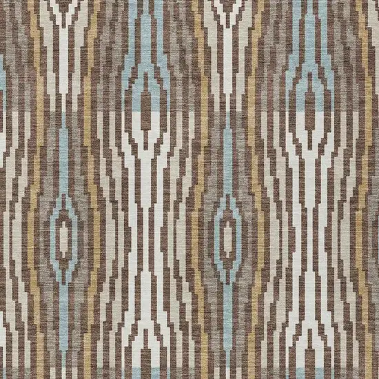 Chocolate And Aqua Abstract Washable Indoor Outdoor Area Rug Photo 5