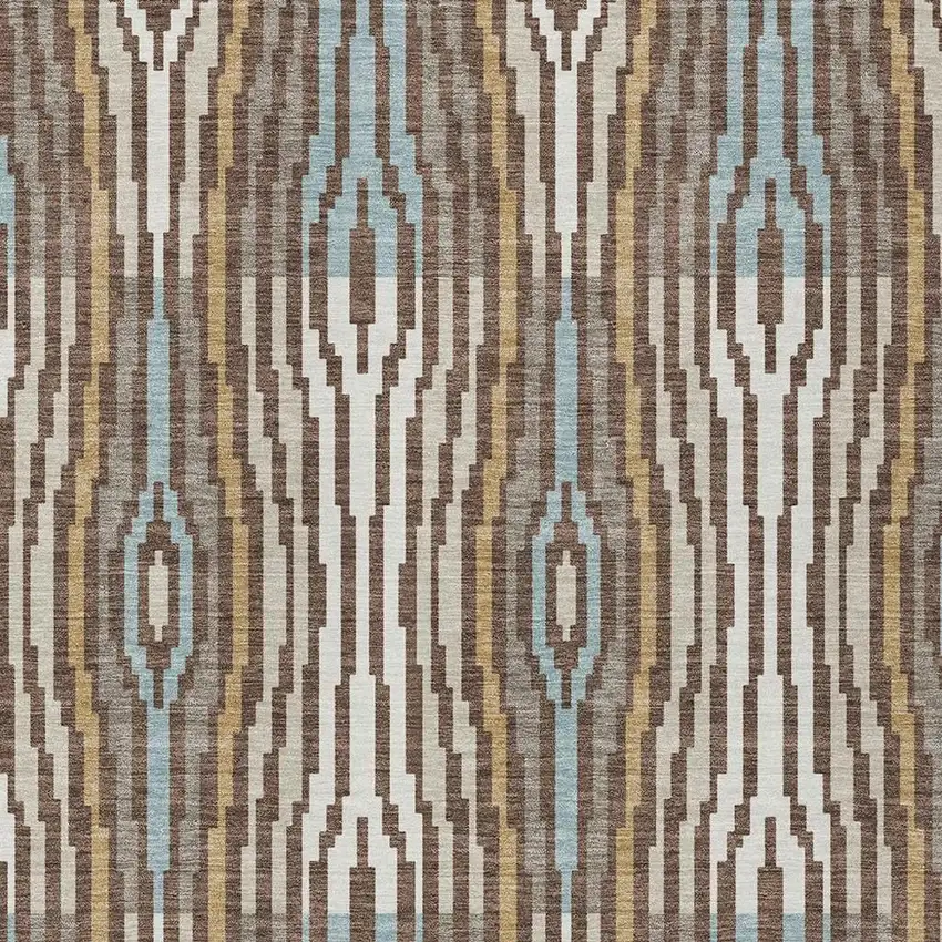 Chocolate And Aqua Abstract Washable Indoor Outdoor Area Rug Photo 5
