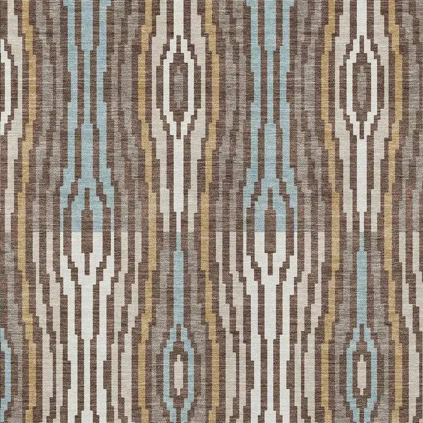 Chocolate And Aqua Abstract Washable Indoor Outdoor Area Rug Photo 3