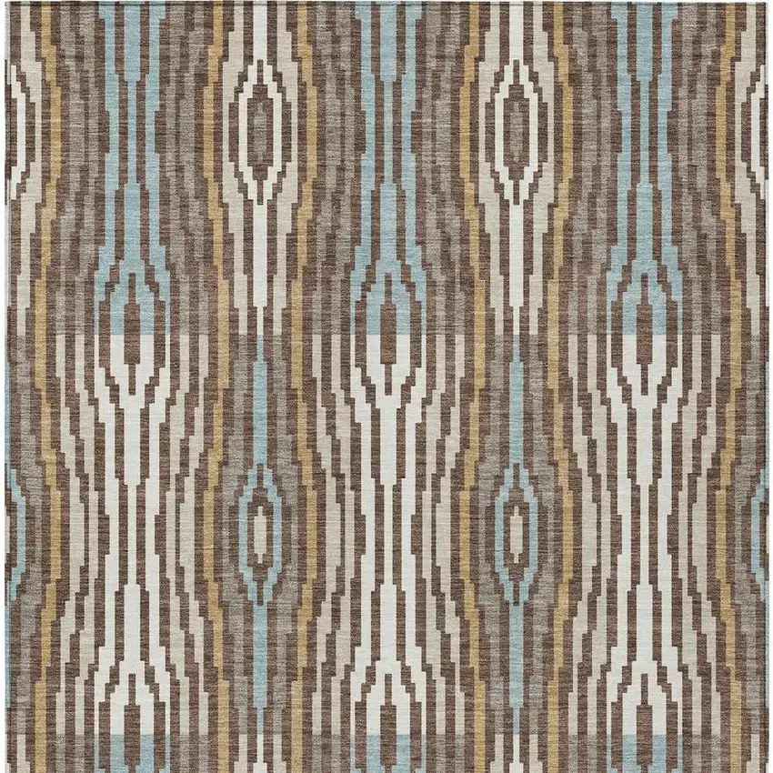 Chocolate And Aqua Abstract Washable Indoor Outdoor Area Rug Photo 6