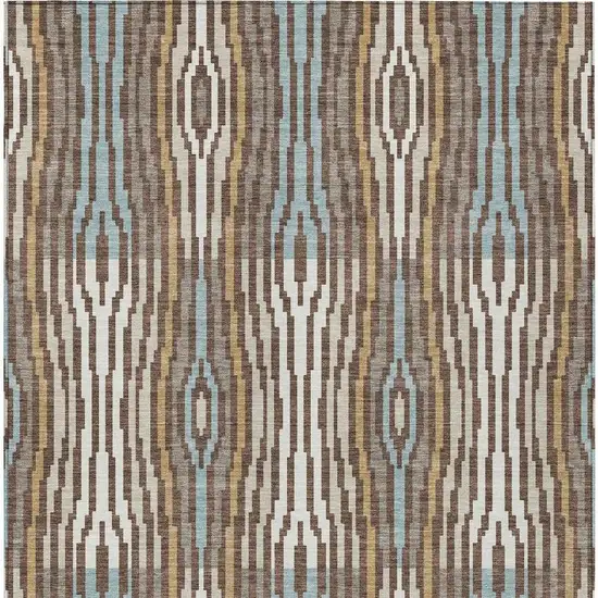 Chocolate And Aqua Abstract Washable Indoor Outdoor Area Rug Photo 6