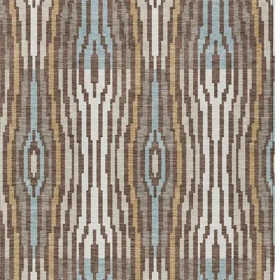 Chocolate And Aqua Abstract Washable Indoor Outdoor Area Rug Photo 5