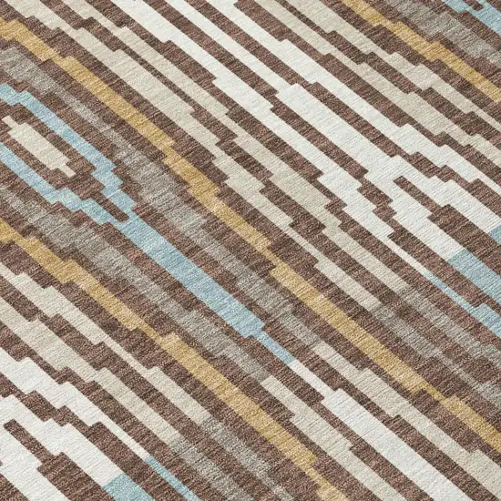 Chocolate And Aqua Abstract Washable Indoor Outdoor Area Rug Photo 8