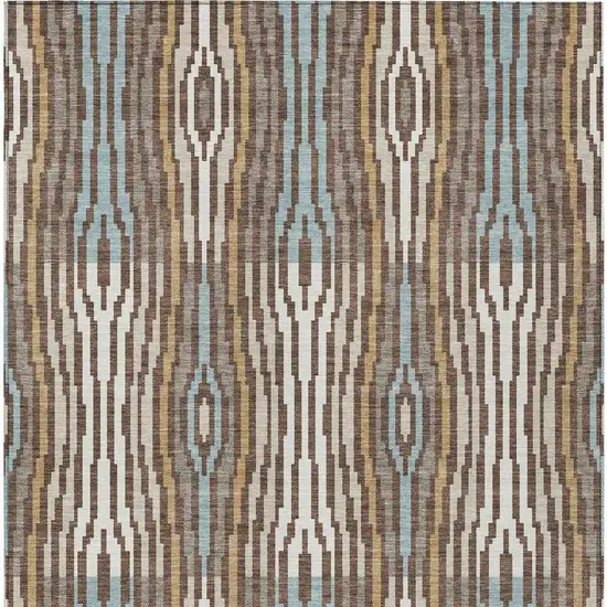 Chocolate And Aqua Abstract Washable Indoor Outdoor Area Rug Photo 4