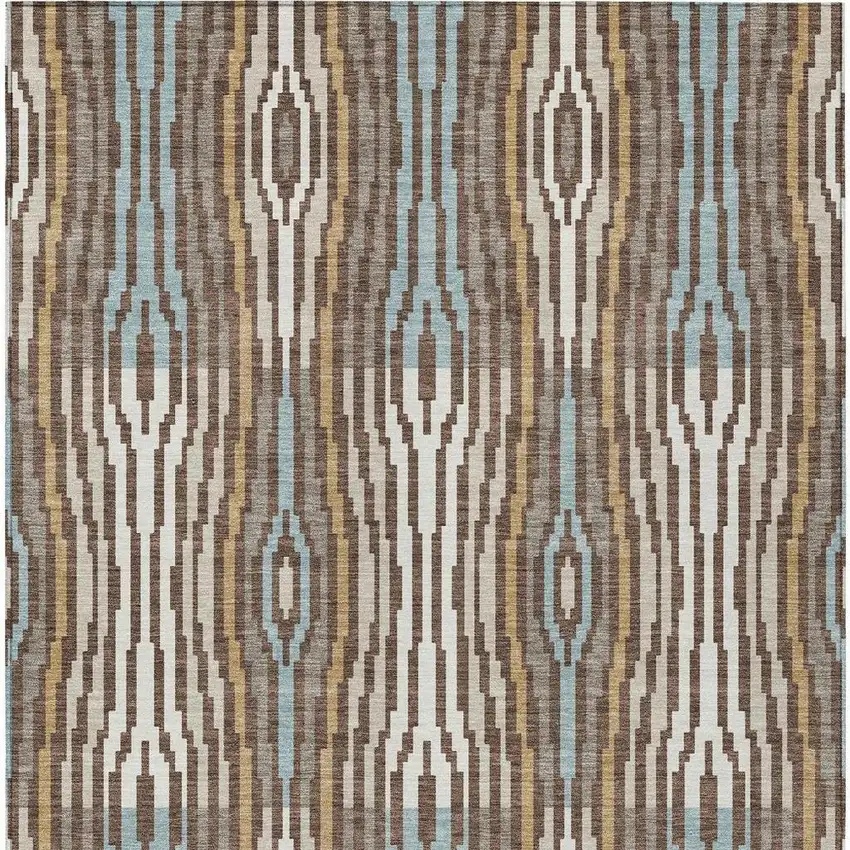 Chocolate And Aqua Abstract Washable Indoor Outdoor Area Rug Photo 4