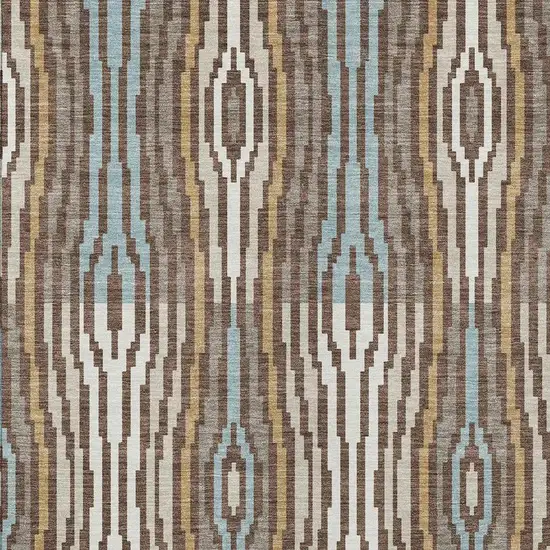 Chocolate And Aqua Abstract Washable Indoor Outdoor Area Rug Photo 3