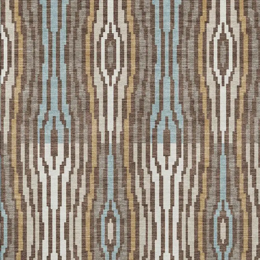 Chocolate And Aqua Abstract Washable Indoor Outdoor Area Rug Photo 3