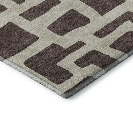 Chocolate And Beige Abstract Geometric Washable Area Rug With UV Protection Photo 8