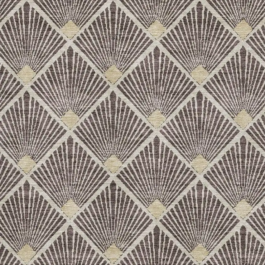 Chocolate And Beige Abstract Geometric Washable Area Rug With UV Protection Photo 3