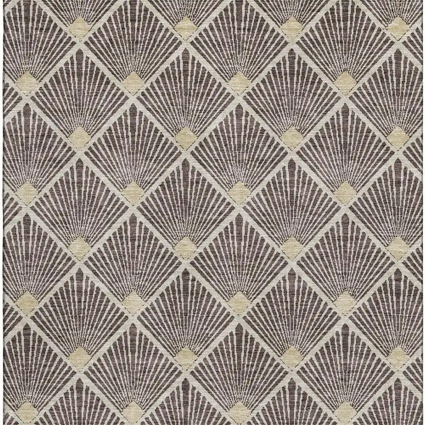 Chocolate And Beige Abstract Geometric Washable Area Rug With UV Protection Photo 4