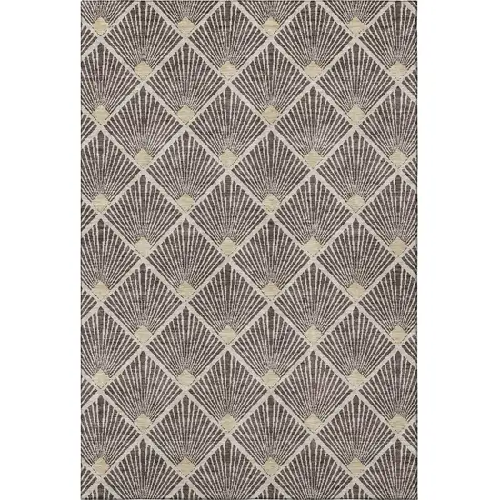 Chocolate And Beige Abstract Geometric Washable Area Rug With UV Protection Photo 4