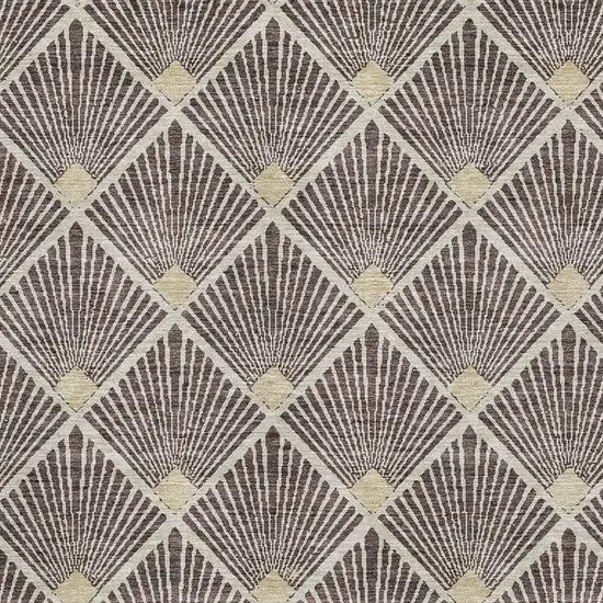 Chocolate And Beige Abstract Geometric Washable Area Rug With UV Protection Photo 3