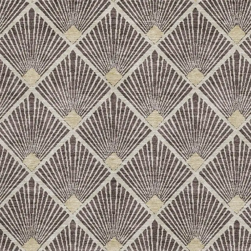 Chocolate And Beige Abstract Geometric Washable Area Rug With UV Protection Photo 3