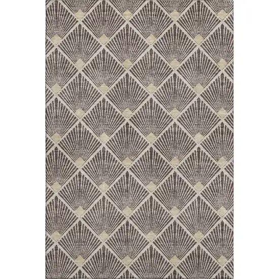 Chocolate And Beige Abstract Geometric Washable Area Rug With UV Protection Photo 1
