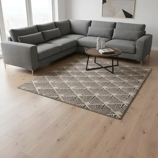 Chocolate And Beige Abstract Geometric Washable Area Rug With UV Protection Photo 2