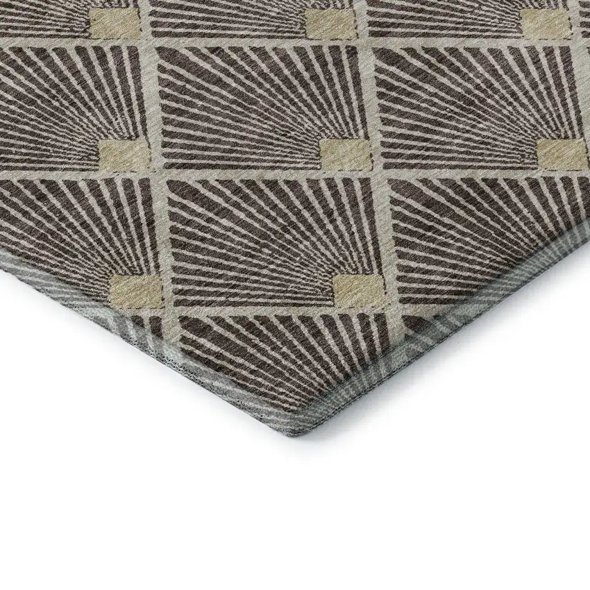 Chocolate And Beige Abstract Geometric Washable Area Rug With UV Protection Photo 8