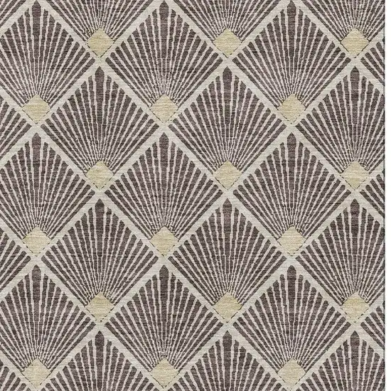 Chocolate And Beige Abstract Geometric Washable Area Rug With UV Protection Photo 3