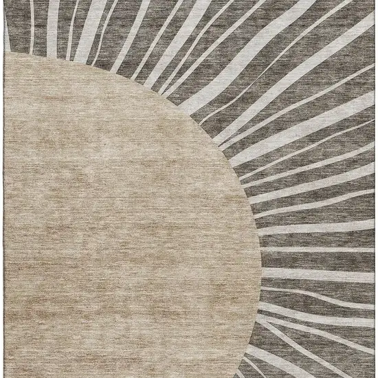 Chocolate And Beige Abstract Washable Area Rug With UV Protection Photo 3