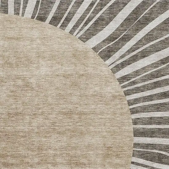 Chocolate And Beige Abstract Washable Area Rug With UV Protection Photo 2
