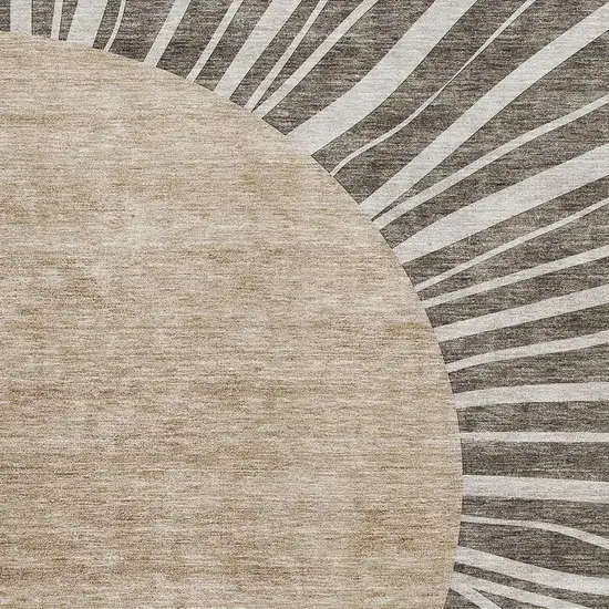 Chocolate And Beige Abstract Washable Area Rug With UV Protection Photo 2