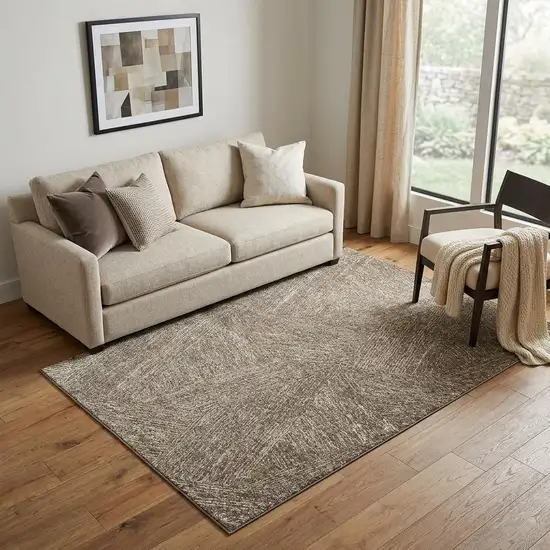 Chocolate And Beige Abstract Washable Area Rug With UV Protection Photo 1