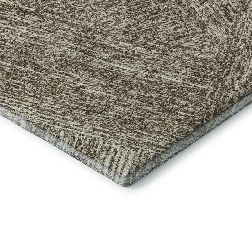 Chocolate And Beige Abstract Washable Area Rug With UV Protection Photo 5
