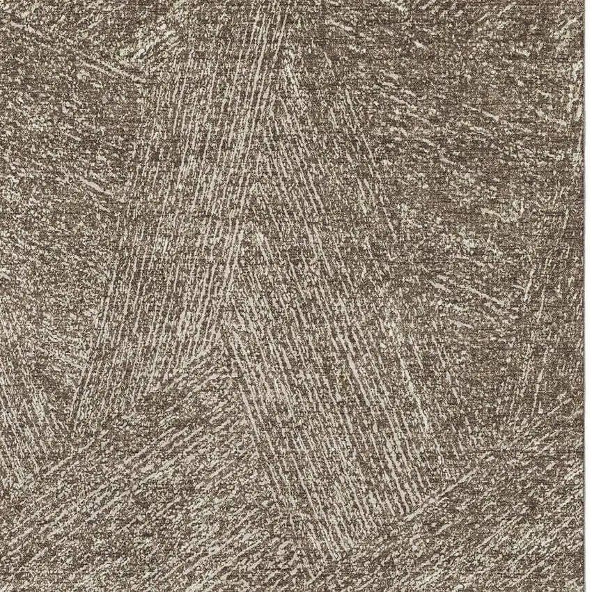 Chocolate And Beige Abstract Washable Area Rug With UV Protection Photo 3