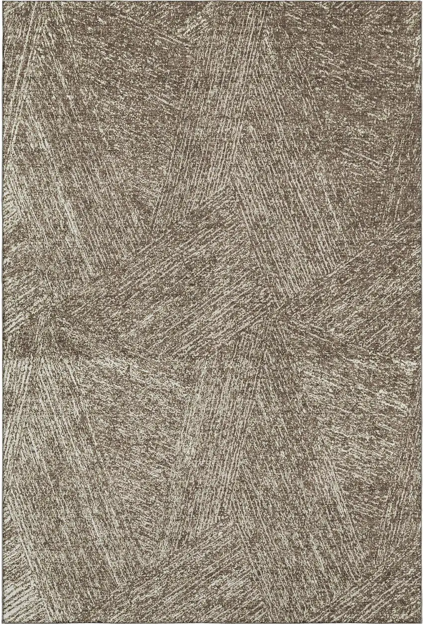Chocolate And Beige Abstract Washable Area Rug With UV Protection Photo 3