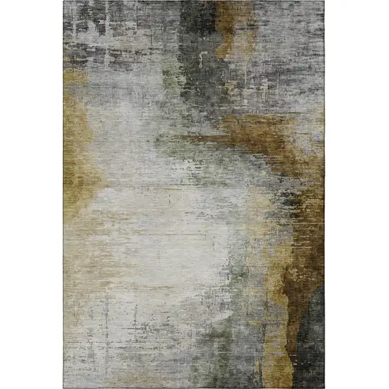 Chocolate And Beige Abstract Washable Area Rug With UV Protection Photo 4