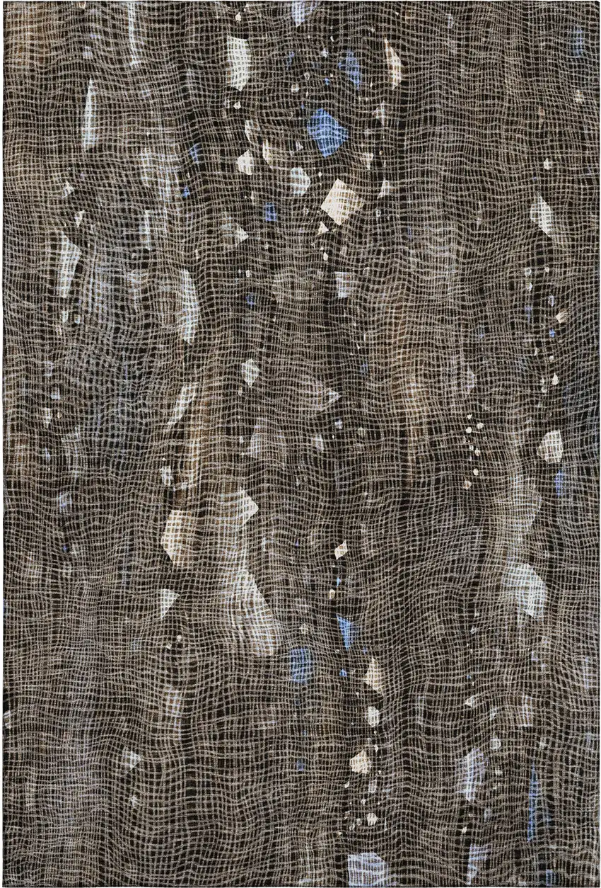 Chocolate And Beige Abstract Washable Area Rug With UV Protection Photo 1
