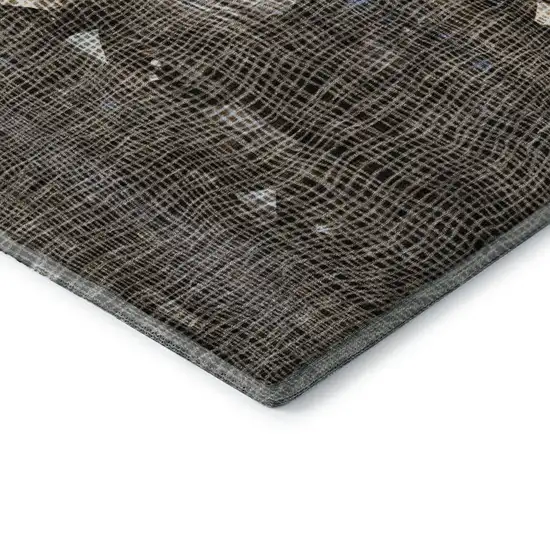 Chocolate And Beige Abstract Washable Area Rug With UV Protection Photo 6