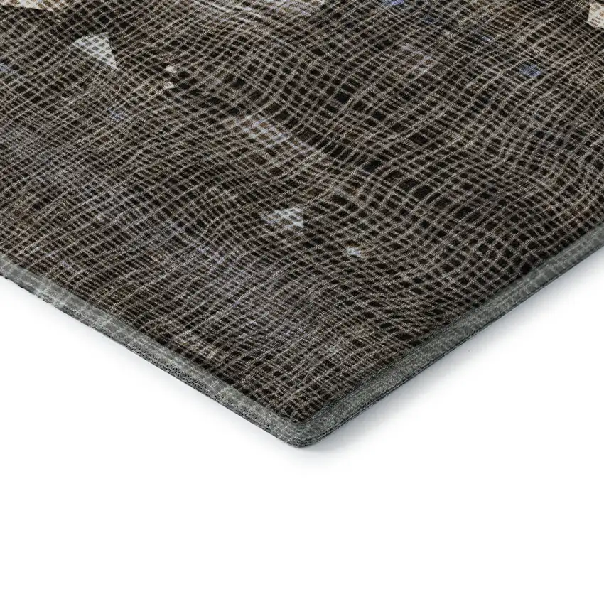 Chocolate And Beige Abstract Washable Area Rug With UV Protection Photo 6