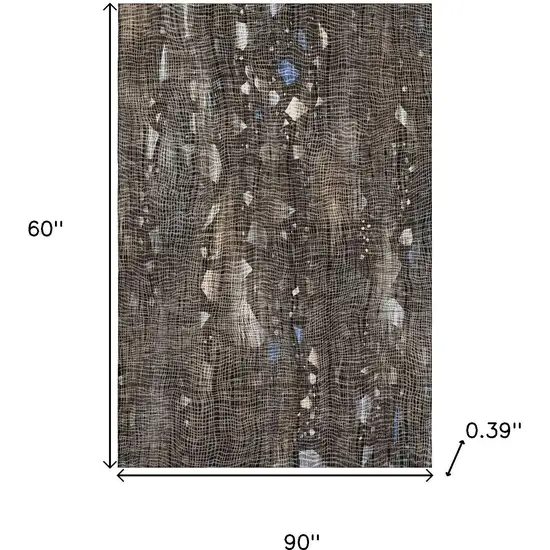 Chocolate And Beige Abstract Washable Area Rug With UV Protection Photo 8