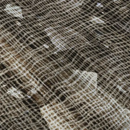 Chocolate And Beige Abstract Washable Area Rug With UV Protection Photo 7