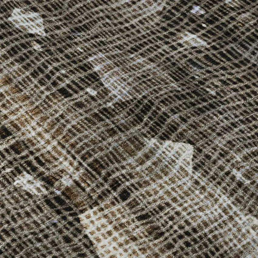 Chocolate And Beige Abstract Washable Area Rug With UV Protection Photo 7