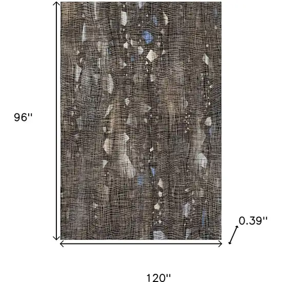 Chocolate And Beige Abstract Washable Area Rug With UV Protection Photo 9