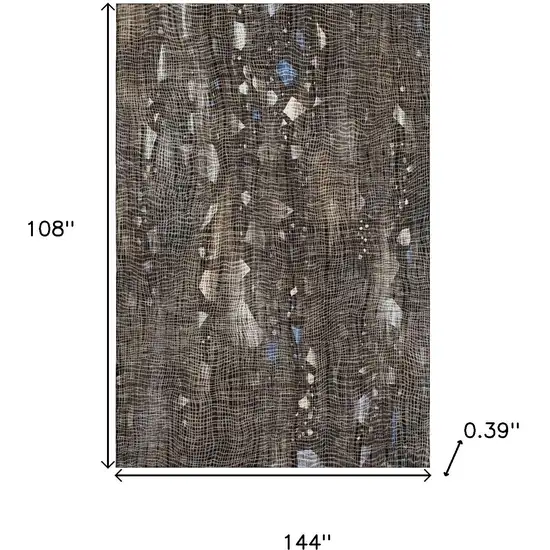 Chocolate And Beige Abstract Washable Area Rug With UV Protection Photo 9