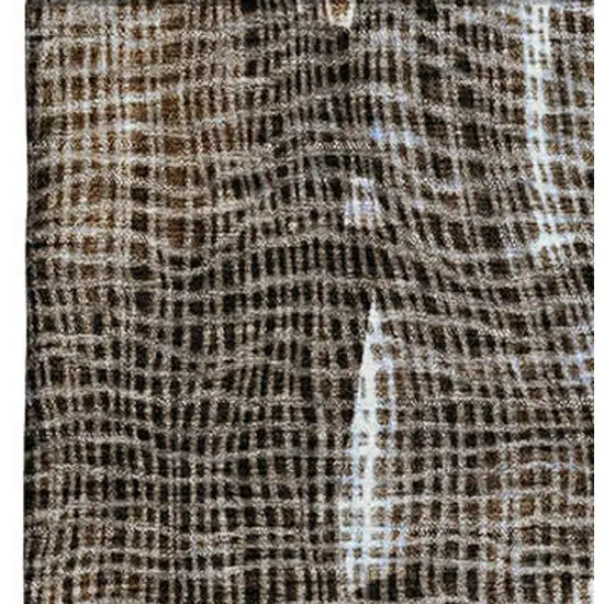 Chocolate And Beige Abstract Washable Area Rug With UV Protection Photo 4